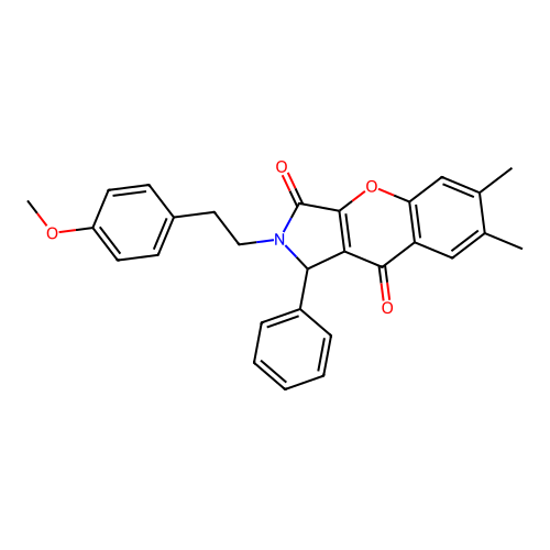 2-(4-methoxyphenethyl)-6,7-dimethyl-1-phenyl-1,2-dihydrochromeno[2,3-c]pyrrole-3,9-dione structure