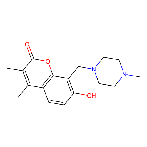 7-hydroxy-3,4-dimethyl-8-[(4-methylpiperazin-1-yl)methyl]-2H-chromen-2-one structure