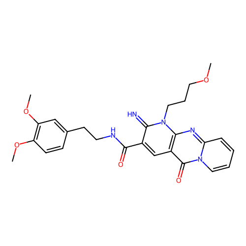N-[2-(3,4-dimethoxyphenyl)ethyl]-2-imino-1-(3-methoxypropyl)-5-oxo-1,5-dihydro-2H-dipyrido[1,2-a:2',3'-d]pyrimidine-3-carboxamide structure