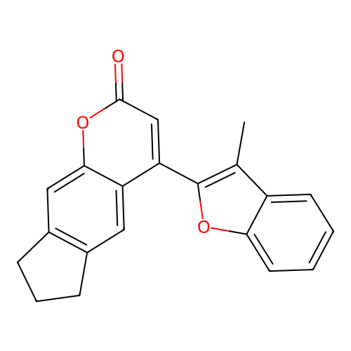 4-(3-methylbenzofuran-2-yl)-7,8-dihydrocyclopenta[g]chromen-2(6H)-one structure
