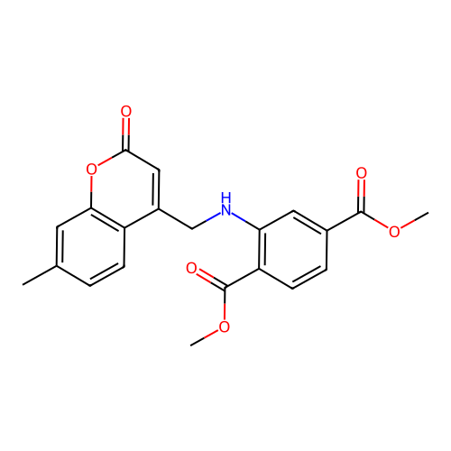 Dimethyl 2-[(7-methyl-2-oxochromen-4-yl)methylamino]benzene-1,4-dicarboxylate structure