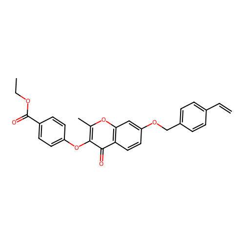 ethyl 4-({7-[(4-ethenylbenzyl)oxy]-2-methyl-4-oxo-4H-chromen-3-yl}oxy)benzoate structure