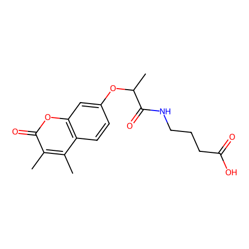 4-({2-[(3,4-dimethyl-2-oxo-2H-chromen-7-yl)oxy]propanoyl}amino)butanoic acid structure