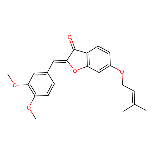 (Z)-2-(3,4-dimethoxybenzylidene)-6-((3-methylbut-2-en-1-yl)oxy)benzofuran-3(2H)-one structure