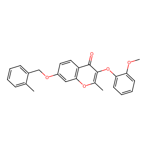 3-(2-Methoxyphenoxy)-2-methyl-7-[(2-methylphenyl)methoxy]chromen-4-one structure
