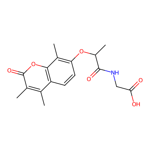 N-{2-[(3,4,8-trimethyl-2-oxo-2H-chromen-7-yl)oxy]propanoyl}glycine structure