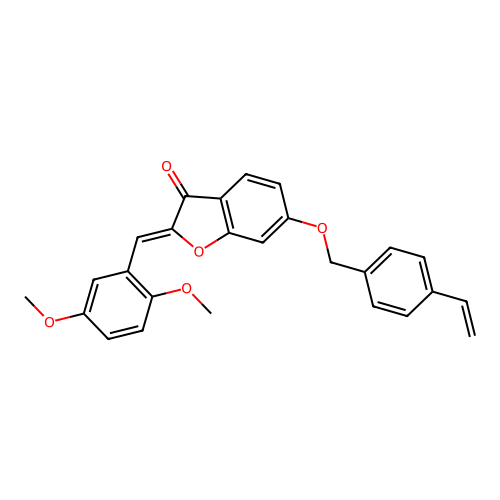 (Z)-2-(2,5-dimethoxybenzylidene)-6-((4-vinylbenzyl)oxy)benzofuran-3(2H)-one structure