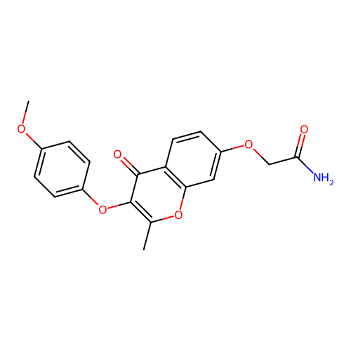 2-((3-(4-methoxyphenoxy)-2-methyl-4-oxo-4H-chromen-7-yl)oxy)acetamide structure