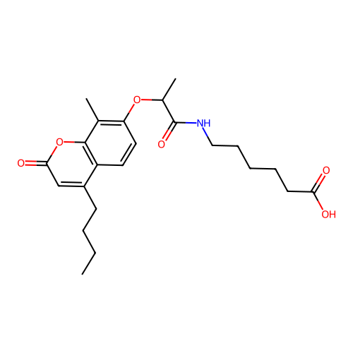 6-({2-[(4-butyl-8-methyl-2-oxo-2H-chromen-7-yl)oxy]propanoyl}amino)hexanoic acid structure