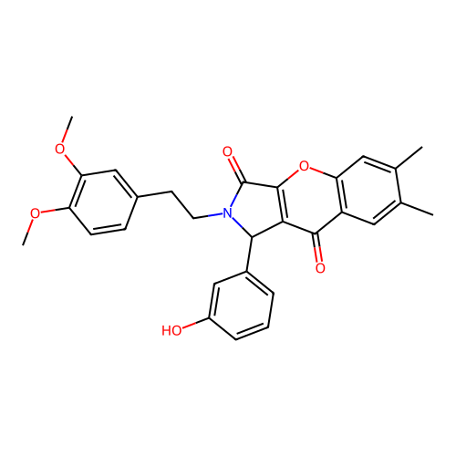 2-(3,4-dimethoxyphenethyl)-1-(3-hydroxyphenyl)-6,7-dimethyl-1,2-dihydrochromeno[2,3-c]pyrrole-3,9-dione structure