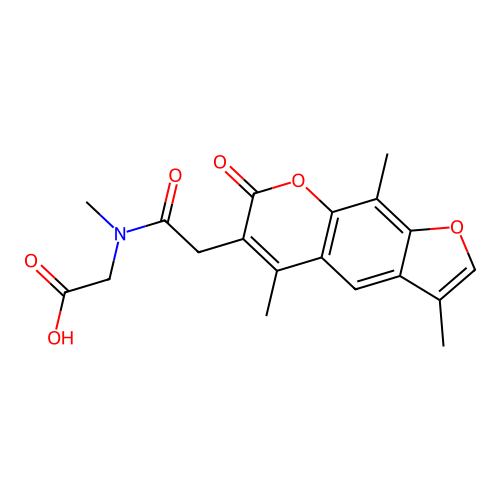 2-(N-methyl-2-(3,5,9-trimethyl-7-oxo-7H-furo[3,2-g]chromen-6-yl)acetamido)acetic acid structure