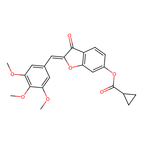 (Z)-3-oxo-2-(3,4,5-trimethoxybenzylidene)-2,3-dihydrobenzofuran-6-yl cyclopropanecarboxylate structure
