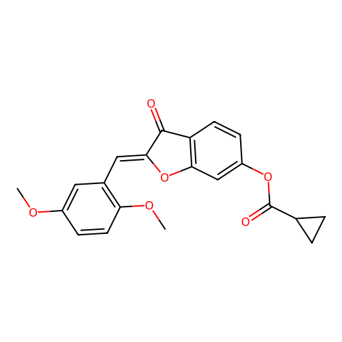 (Z)-2-(2,5-dimethoxybenzylidene)-3-oxo-2,3-dihydrobenzofuran-6-yl cyclopropanecarboxylate structure