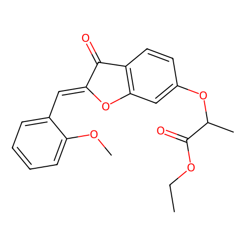 (Z)-ethyl 2-((2-(2-methoxybenzylidene)-3-oxo-2,3-dihydrobenzofuran-6-yl)oxy)propanoate structure