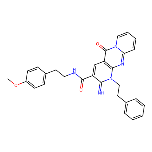 2-imino-N-[2-(4-methoxyphenyl)ethyl]-5-oxo-1-(2-phenylethyl)-1,5-dihydro-2H-dipyrido[1,2-a:2',3'-d]pyrimidine-3-carboxamide structure