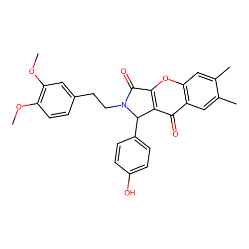 2-(3,4-dimethoxyphenethyl)-1-(4-hydroxyphenyl)-6,7-dimethyl-1,2-dihydrochromeno[2,3-c]pyrrole-3,9-dione structure