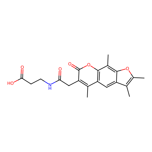 N-[(2,3,5,9-tetramethyl-7-oxo-7H-furo[3,2-g]chromen-6-yl)acetyl]-beta-alanine structure