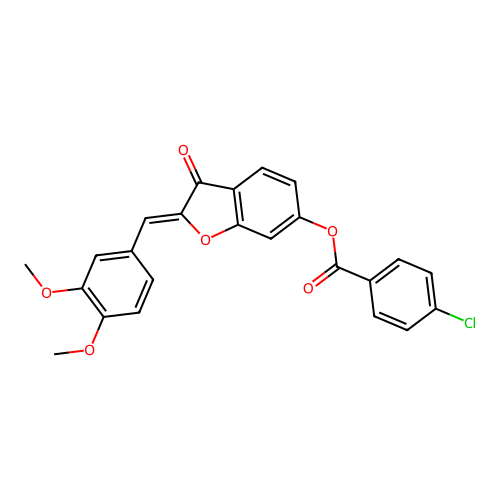 (Z)-2-(3,4-dimethoxybenzylidene)-3-oxo-2,3-dihydrobenzofuran-6-yl 4-chlorobenzoate structure