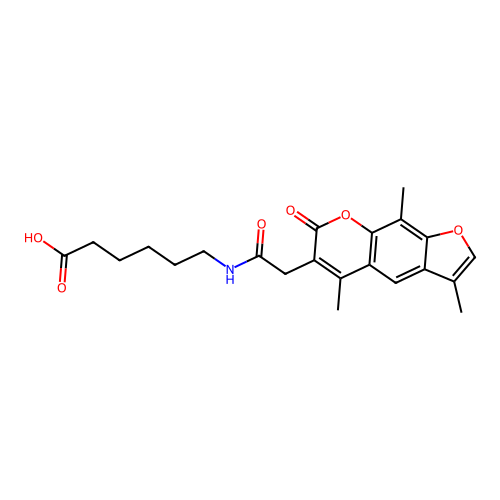 6-{[(3,5,9-trimethyl-7-oxo-7H-furo[3,2-g]chromen-6-yl)acetyl]amino}hexanoic acid structure