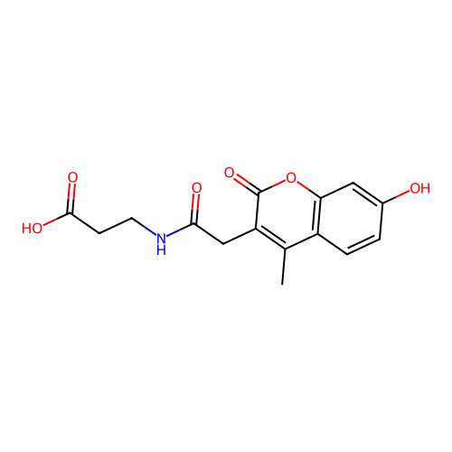 N-[(7-hydroxy-4-methyl-2-oxo-2H-chromen-3-yl)acetyl]-beta-alanine structure