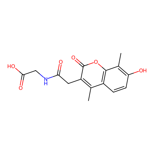 N-[(7-hydroxy-4,8-dimethyl-2-oxo-2H-chromen-3-yl)acetyl]glycine structure
