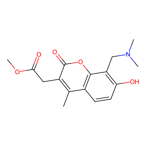 methyl {8-[(dimethylamino)methyl]-7-hydroxy-4-methyl-2-oxo-2H-chromen-3-yl}acetate structure