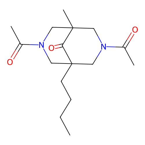 3,7-Diacetyl-1-butyl-5-methyl-3,7-diazabicyclo[3.3.1]nonan-9-one structure