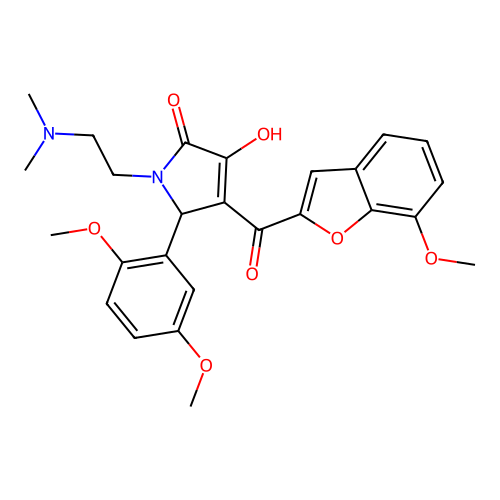 2-(2,5-dimethoxyphenyl)-1-(2-dimethylaminoethyl)-4-hydroxy-3-(7-methoxy-1-benzofuran-2-carbonyl)-2H-pyrrol-5-one structure