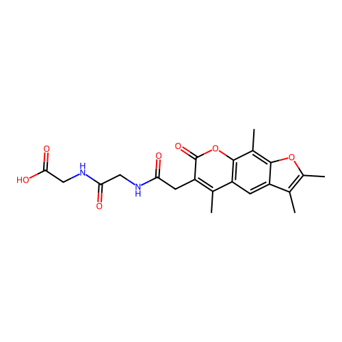 N-[(2,3,5,9-tetramethyl-7-oxo-7H-furo[3,2-g]chromen-6-yl)acetyl]glycylglycine structure