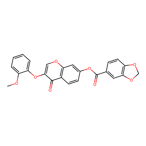 3-(2-methoxyphenoxy)-4-oxo-4H-chromen-7-yl 1,3-benzodioxole-5-carboxylate structure