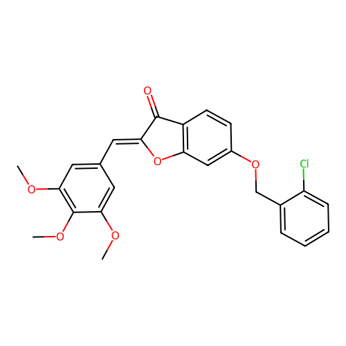 (Z)-6-((2-chlorobenzyl)oxy)-2-(3,4,5-trimethoxybenzylidene)benzofuran-3(2H)-one structure