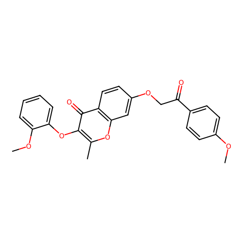 3-(2-methoxyphenoxy)-7-(2-(4-methoxyphenyl)-2-oxoethoxy)-2-methyl-4H-chromen-4-one structure