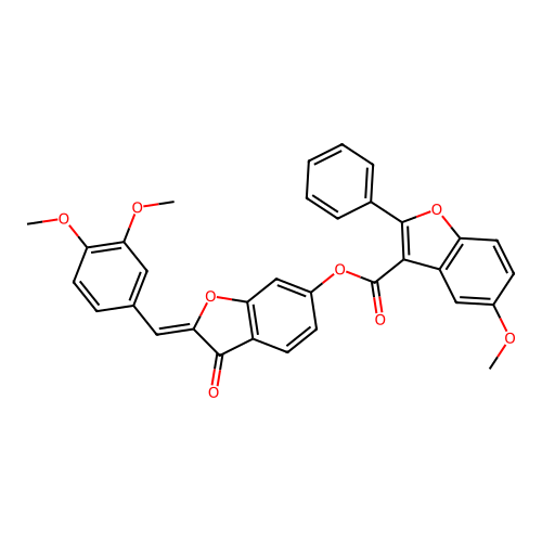(2Z)-2-(3,4-dimethoxybenzylidene)-3-oxo-2,3-dihydro-1-benzofuran-6-yl 5-methoxy-2-phenyl-1-benzofuran-3-carboxylate structure
