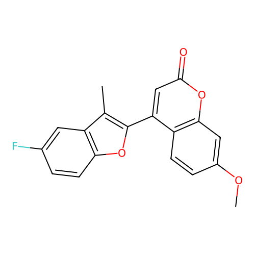 4-(5-Fluoro-3-methyl-1-benzofuran-2-yl)-7-methoxychromen-2-one structure