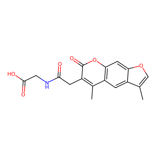 N-[(3,5-dimethyl-7-oxo-7H-furo[3,2-g]chromen-6-yl)acetyl]glycine structure