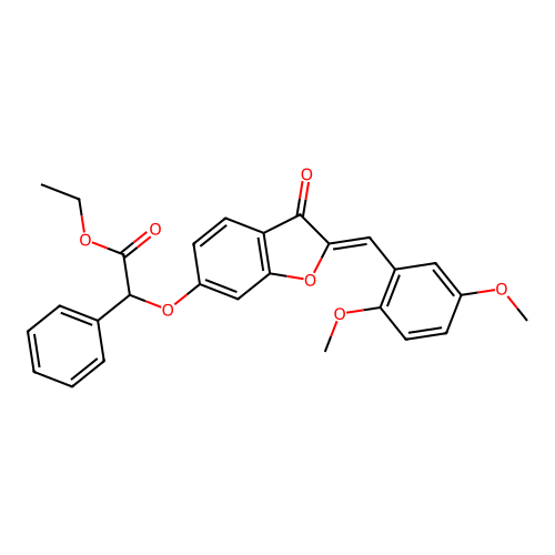 Ethyl 2-[2-[(2,5-dimethoxyphenyl)methylidene]-3-oxo-benzofuran-6-yl]oxy-2-phenyl-acetate structure
