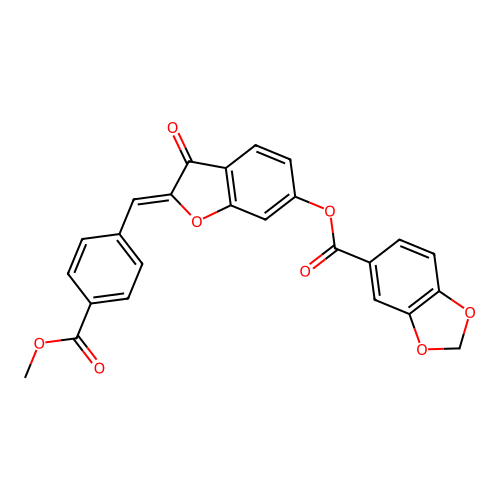 (Z)-2-(4-(methoxycarbonyl)benzylidene)-3-oxo-2,3-dihydrobenzofuran-6-yl benzo[d][1,3]dioxole-5-carboxylate structure