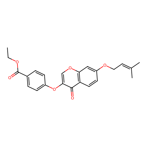 ethyl 4-({7-[(3-methylbut-2-en-1-yl)oxy]-4-oxo-4H-chromen-3-yl}oxy)benzoate structure