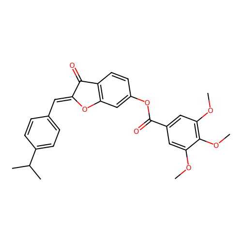 (Z)-2-(4-isopropylbenzylidene)-3-oxo-2,3-dihydrobenzofuran-6-yl 3,4,5-trimethoxybenzoate structure