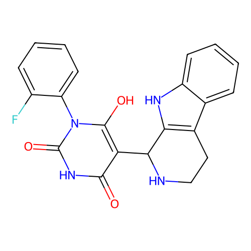 1-(2-fluorophenyl)-6-hydroxy-5-(2,3,4,9-tetrahydro-1H-pyrido[3,4-b]indol-1-yl)pyrimidine-2,4(1H,3H)-dione structure
