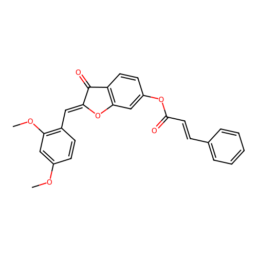 (Z)-2-(2,4-dimethoxybenzylidene)-3-oxo-2,3-dihydrobenzofuran-6-yl cinnamate structure