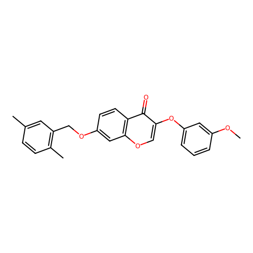7-[(2,5-Dimethylphenyl)methoxy]-3-(3-methoxyphenoxy)chromen-4-one structure