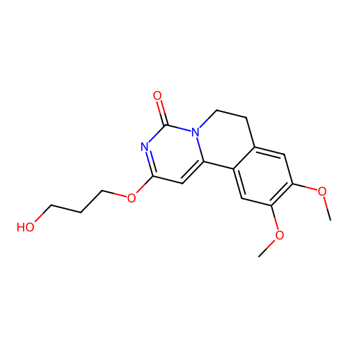 2-(3-hydroxypropoxy)-9,10-dimethoxy-6,7-dihydro-4H-pyrimido[6,1-a]isoquinolin-4-one structure