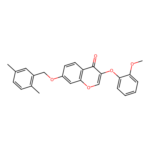 7-[(2,5-Dimethylphenyl)methoxy]-3-(2-methoxyphenoxy)chromen-4-one structure