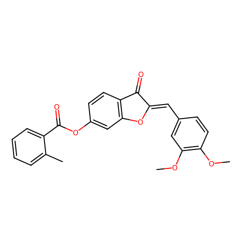(2Z)-2-(3,4-dimethoxybenzylidene)-3-oxo-2,3-dihydro-1-benzofuran-6-yl 2-methylbenzoate structure