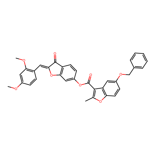 (2Z)-2-(2,4-dimethoxybenzylidene)-3-oxo-2,3-dihydro-1-benzofuran-6-yl 5-(benzyloxy)-2-methyl-1-benzofuran-3-carboxylate structure
