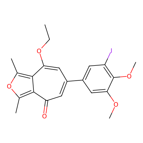 8-ethoxy-6-(3-iodo-4,5-dimethoxyphenyl)-1,3-dimethyl-4H-cyclohepta[c]furan-4-one structure