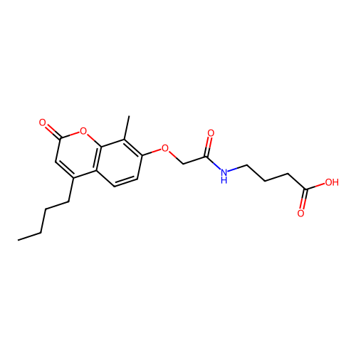 4-({[(4-butyl-8-methyl-2-oxo-2H-chromen-7-yl)oxy]acetyl}amino)butanoic acid structure