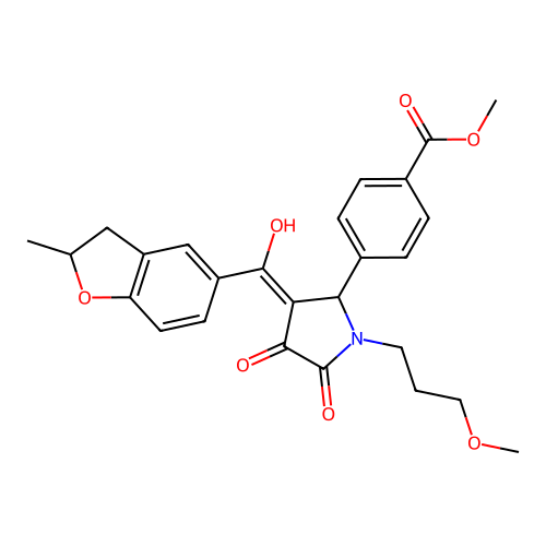 methyl 4-(4-hydroxy-1-(3-methoxypropyl)-3-(2-methyl-2,3-dihydrobenzofuran-5-carbonyl)-5-oxo-2,5-dihydro-1H-pyrrol-2-yl)benzoate structure