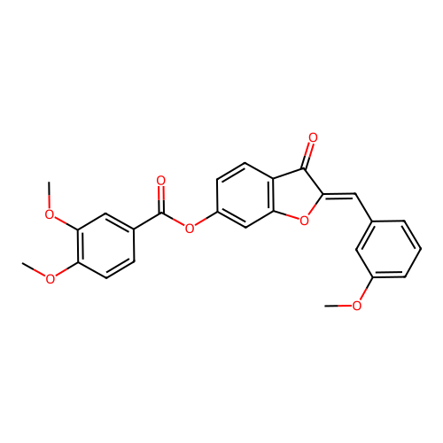 (2Z)-2-(3-methoxybenzylidene)-3-oxo-2,3-dihydro-1-benzofuran-6-yl 3,4-dimethoxybenzoate structure
